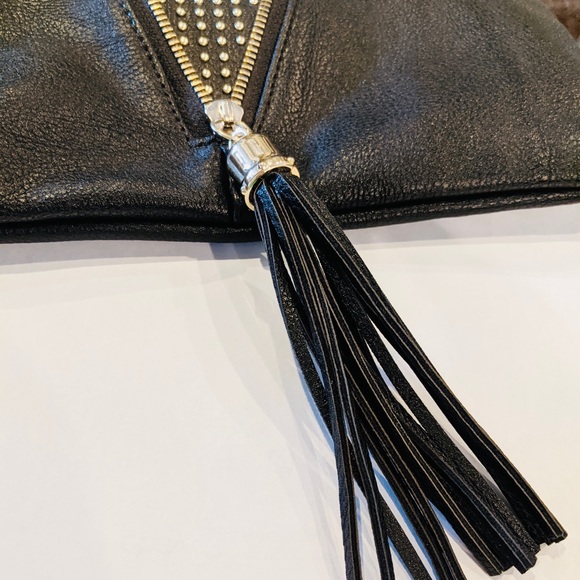 LIONEL Crossbody Black Vegan Leather Woven Chain Rope Studs Zip Tassel NWOT - Picture 10 of 10